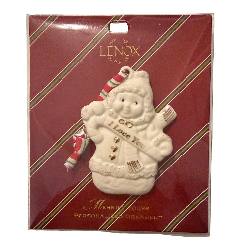 Lenox Merrily Yours I Love You Snowman‎ Porcelain Christmas Ornament 775597 NEW
